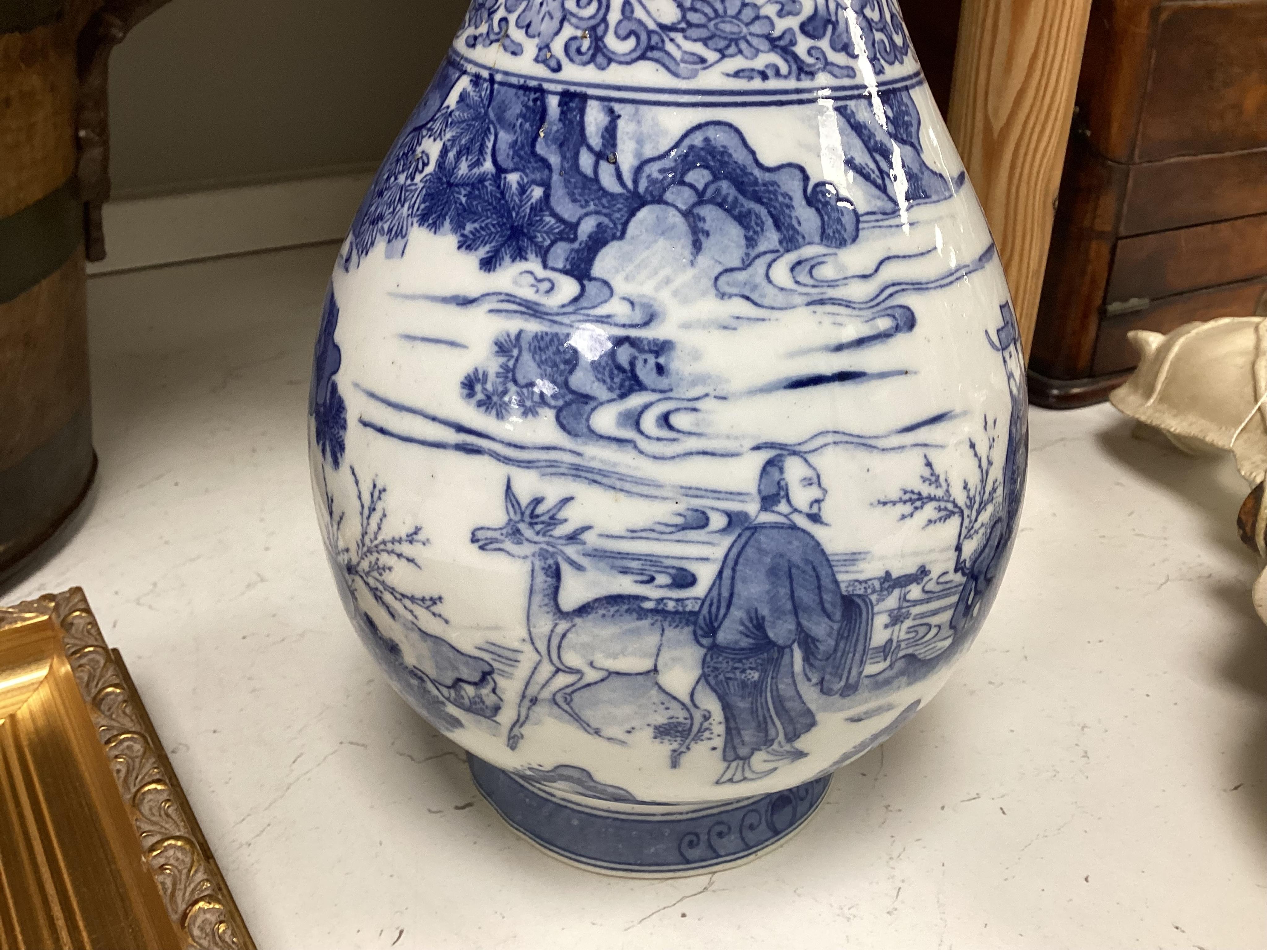 A Chinese style blue and white vase, 39cm high